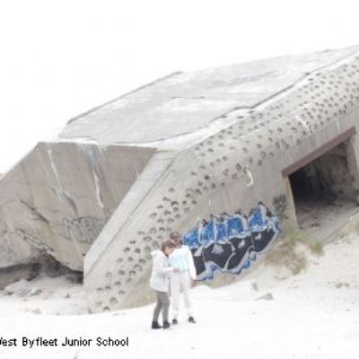 The bunkers on the beach.